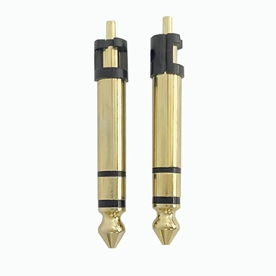 Revestido de oro 6.35mm estéreo 3 polos estéreo audio conector masculino micrófono de audio enchufe para auriculares
