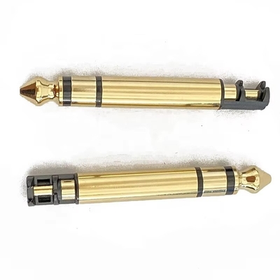 Revestido en oro 6.35mm Mono 50L Audio Conector de auricular masculino con hilo para auriculares