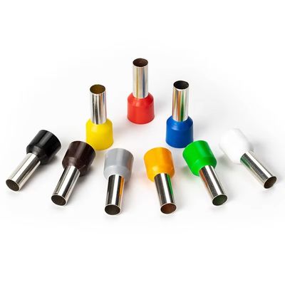 Terminal tubular de crimpado de férula de alambre de cobre de nylon aislado multicolor, accesorios de cableado de terminales