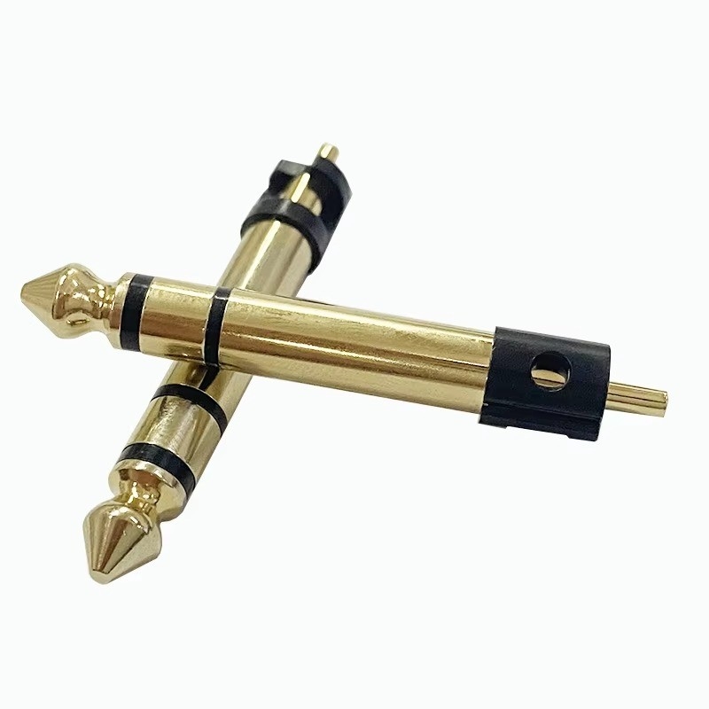 Revestido de oro 6.35mm estéreo 3 polos estéreo audio conector masculino micrófono de audio enchufe para auriculares