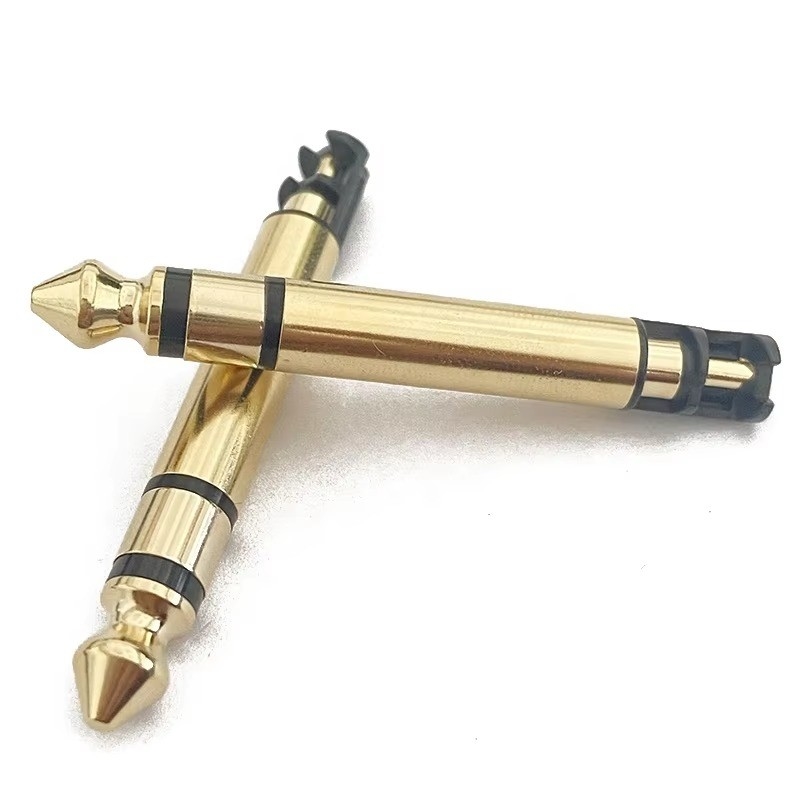 Revestido en oro 6.35mm Mono 50L Audio Conector de auricular masculino con hilo para auriculares